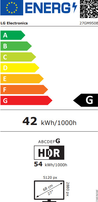 LG UltraGear evo 27GM950B-B energielabel