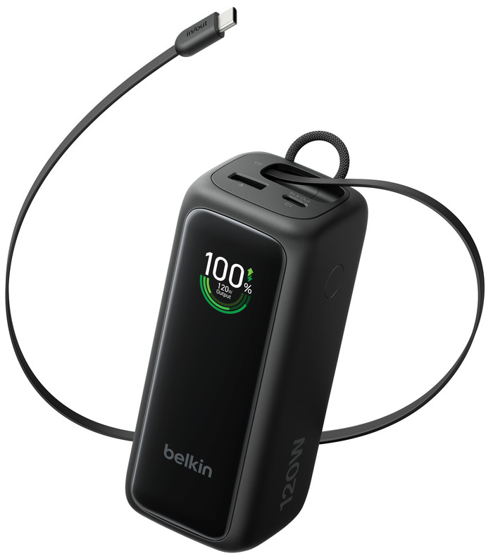 Belkin Powerbank 22.000 mAh mit Schnellladefunktion 120 Watt Schwarz vorne