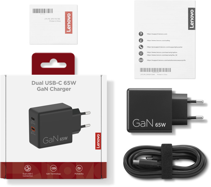 Lenovo Dual USB-C 65 W GaN-Ladegerät verpackung