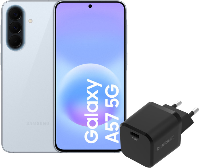 Samsung Galaxy A57 128GB Hellblau 5G + BlueBuilt Ladegerät mit USB-C-Anschluss 45 W Schwarz Main Image