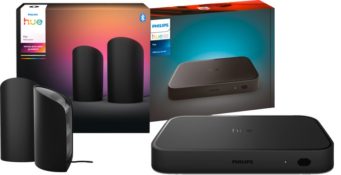 Philips Hue Play Wall Washer Schwarz - Doppelpack + HDMI Sync Box 8K Main Image