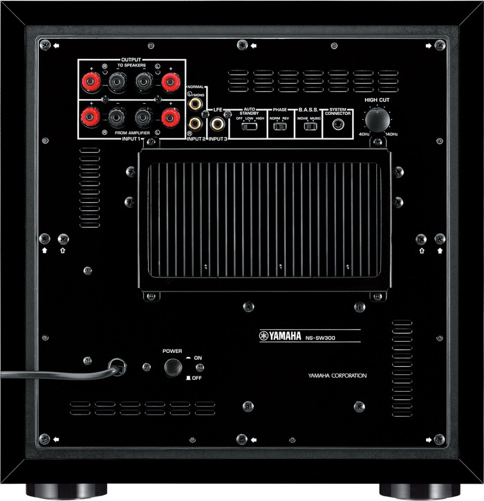 Yamaha NS-SW300 glänzend Schwarz rückseite