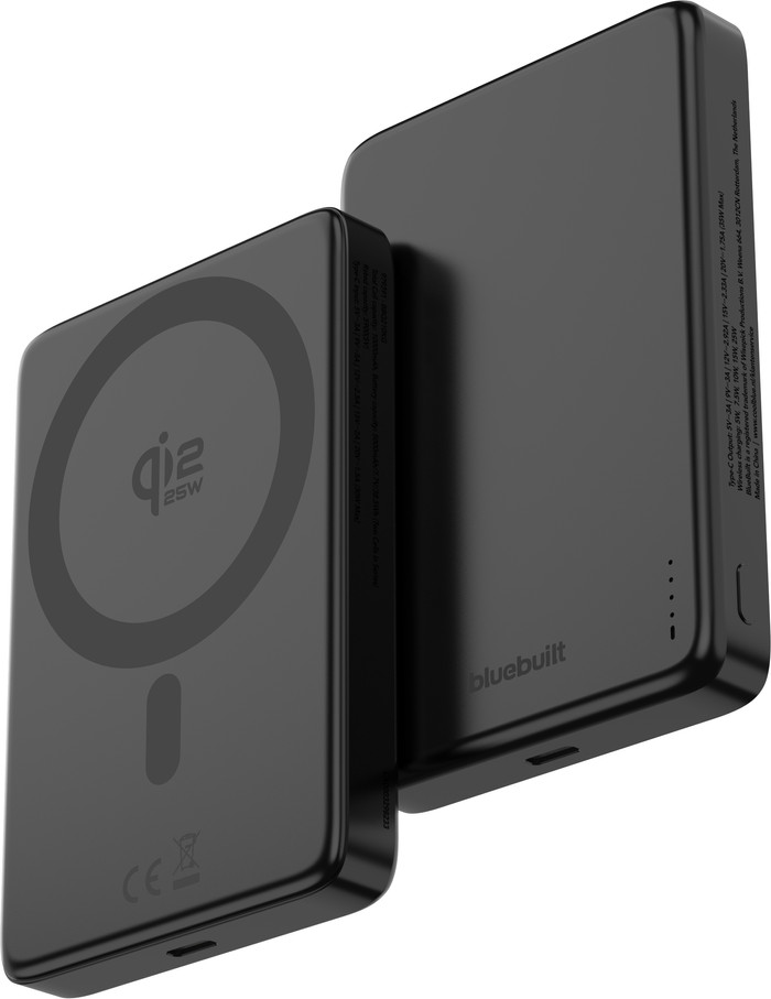 BlueBuilt Wireless Powerbank mit Qi2.2 und MagSafe 10.000 mAh mit Schnellladen 25 Watt Grau linke seite
