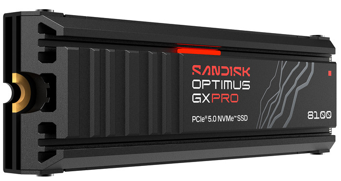 SANDISK Optimus GX PRO 8100 1TB PCIe 5.0 NVMe-SSD mit Kühlkörper vorne