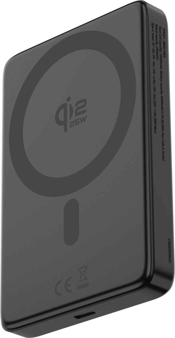 BlueBuilt Wireless Powerbank mit Qi2.2 und MagSafe 10.000 mAh mit Schnellladen 25 Watt Grau rechte seite