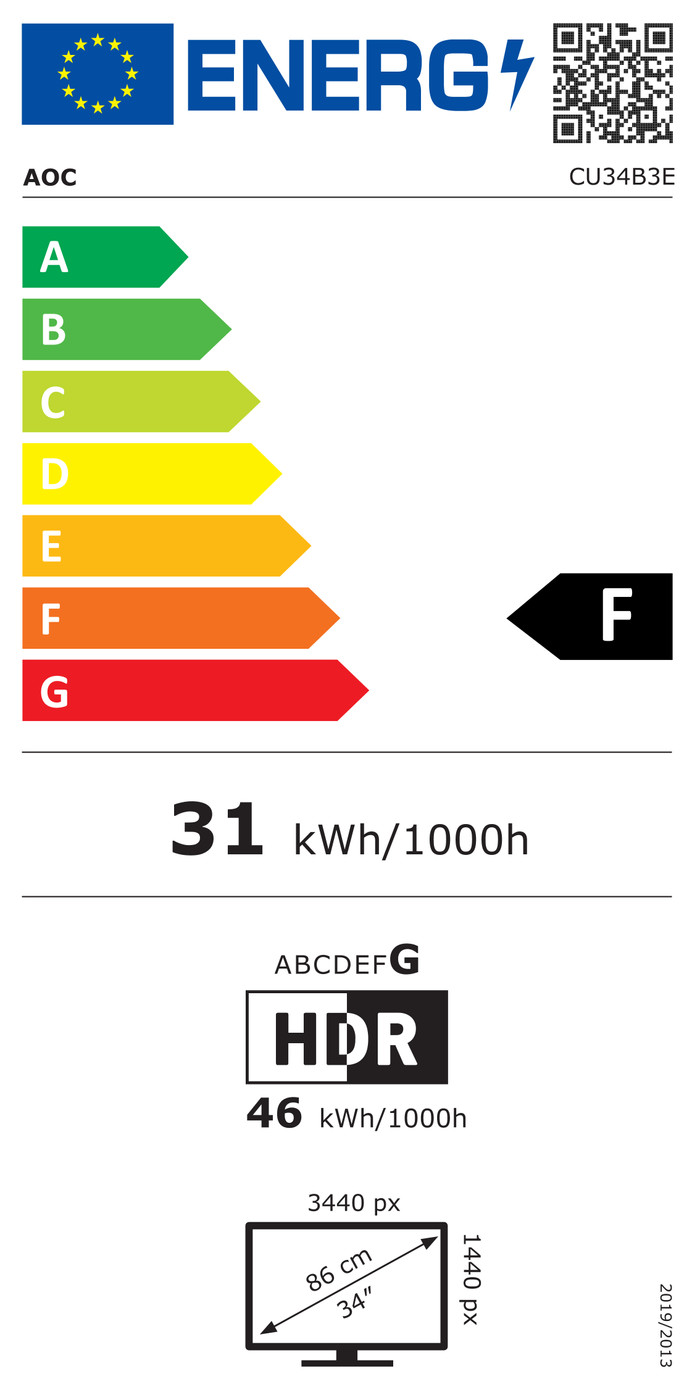 AOC CU34B3E Curved energy label