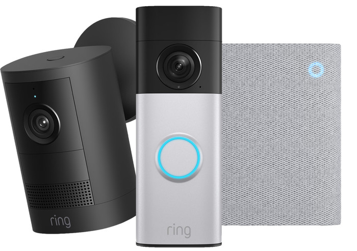 Ring Outdoor Camera Akku 2. Generation Schwarz + Battery Video Doorbell 2K Plus + Chime 3. Generation Main Image