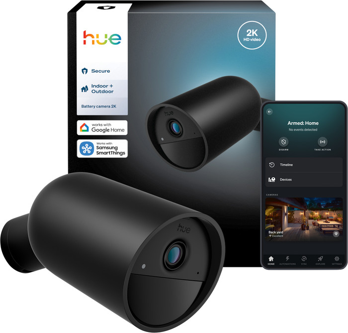 Philips Hue Secure Security Camera with Battery 2K Black packaging