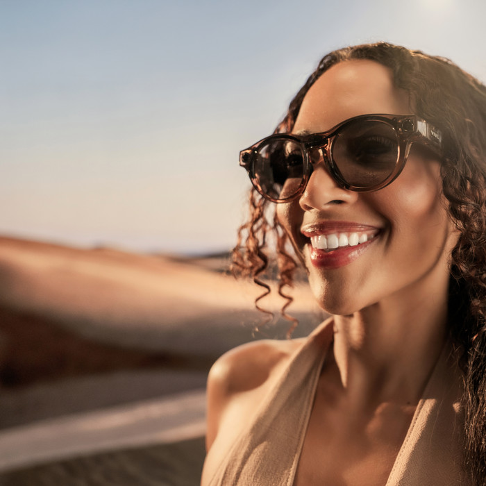 HTC VIVE Eagle AI Glasses Sunglasses Round Brown product in use