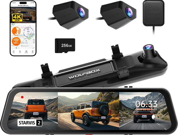 Wolfbox G900 Tripro Bumper 3CH 4K WLAN GPS 256GB zubehör