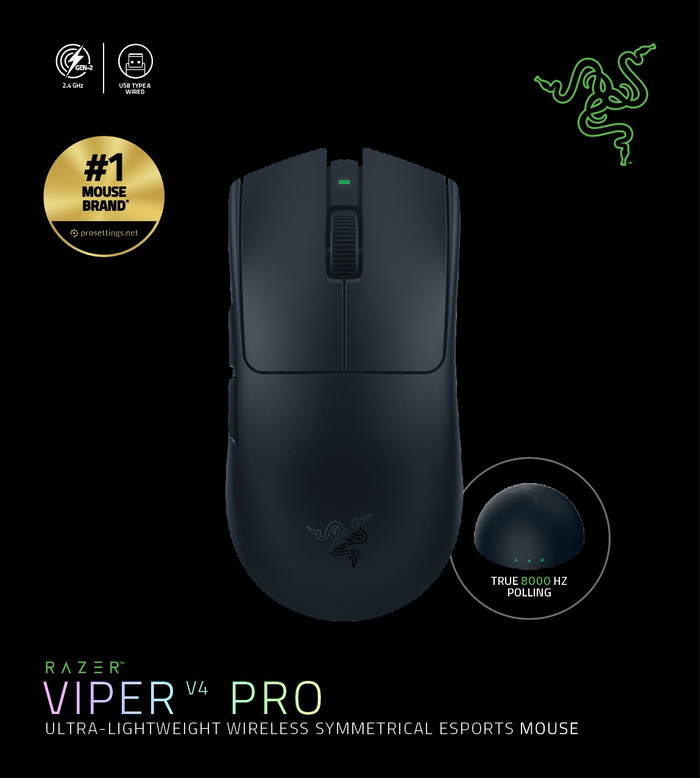 Razer Viper V4 Pro Wireless Gaming Mouse Black visual supplier