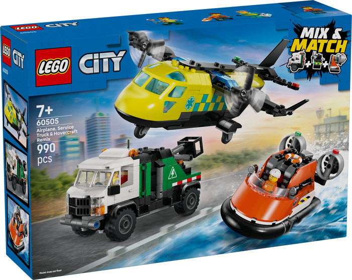 LEGO City Kombinationsset mit Flugzeug, Wartungsfahrzeug und Luftkissenboot 60505 verpackung