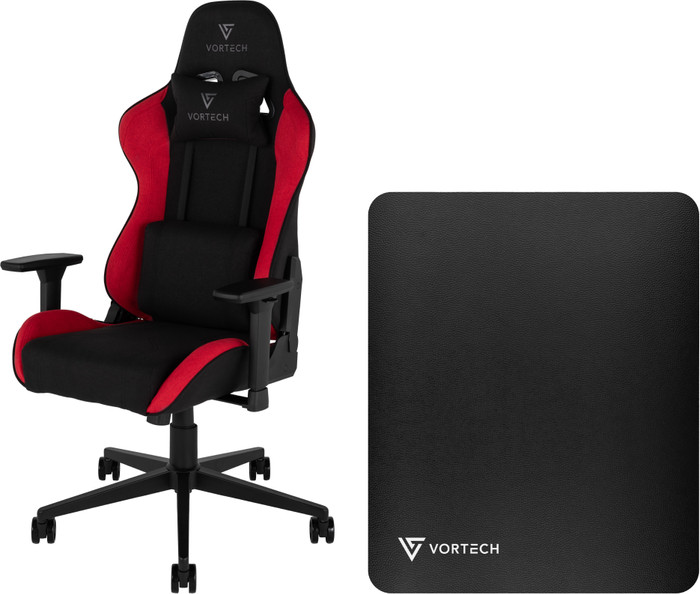 Vortech Essential Gaming-Stuhl Rot + Vortech Bodenschutzmatte Schwarz Main Image