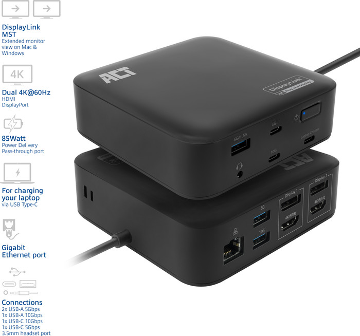 ACT USB-C Dual 4K Monitor DisplayLink Dockingstation detail