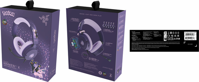 Razer Kraken V4 X Wired Gaming Headset - Pokémon Espeon/Umbreon Edition packaging