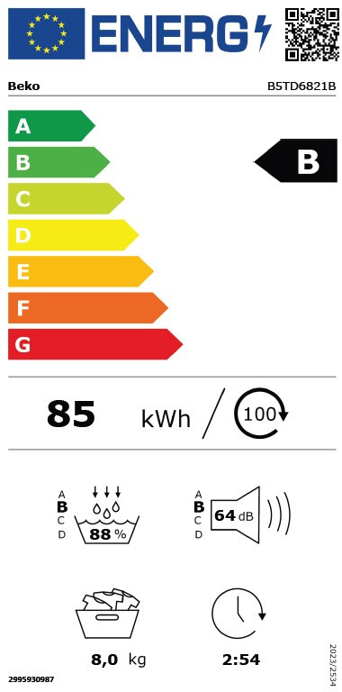 Beko B5TD6821B energielabel