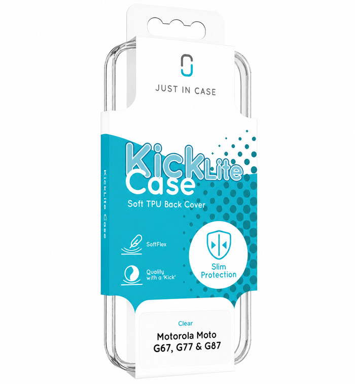 Just in Case Soft Design Motorola Moto G67 / G77 Backcover Transparent verpackung