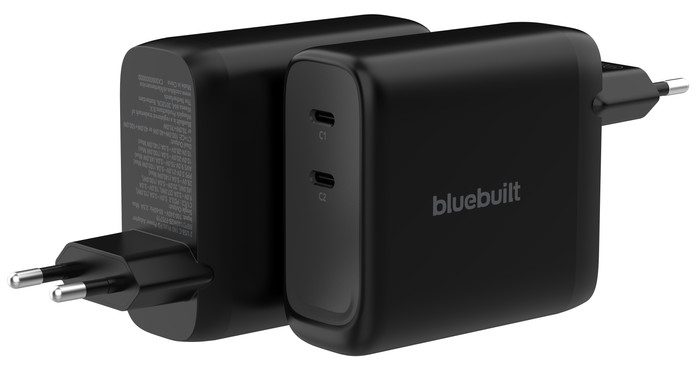 BlueBuilt 140-Watt-GaN-Ladegerät mit 2 USB-C-Ports Schwarz Verbundprodukt