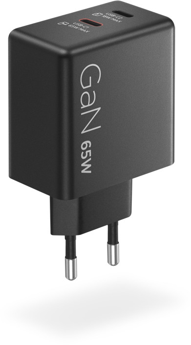 Lenovo Dual USB-C 65 W GaN-Ladegerät linke seite