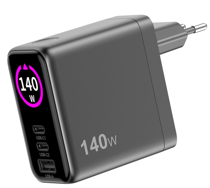 Sitecom 140 W GaN Ladegerät mit LED-Display vorne