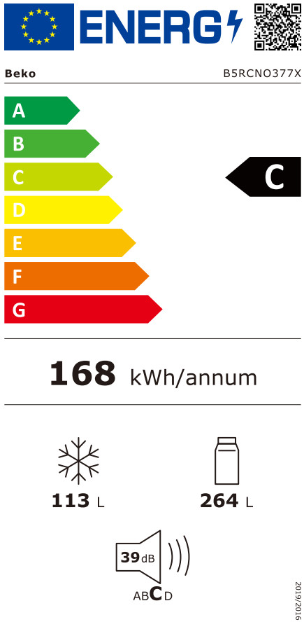 Beko B5RCNO377X energielabel