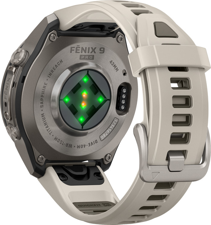 Garmin Fenix 9 Pro Titan LTE 43 mm rückseite