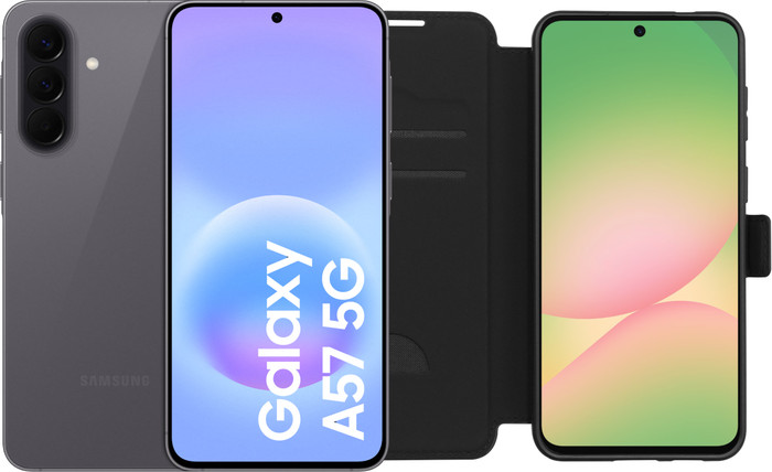 Samsung Galaxy A57 128GB Grau 5G Enterprise Edition + BlueBuilt Book Case Schwarz Main Image