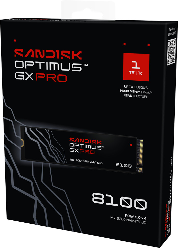 SANDISK Optimus GX PRO 8100 1TB PCIe 5.0 NVMe-SSD verpackung