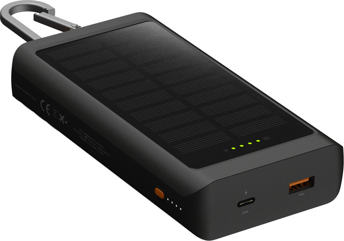 Xtorm 20 W Go2 Powerbank 10.000 mAh Solar & Light Schwarz linke seite
