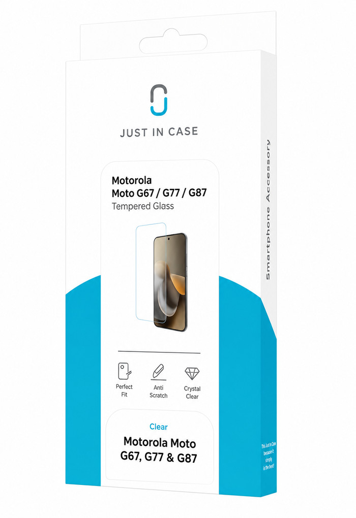 Just In Case Tempered Glass Motorola Moto G67 / G77 Panzerglas verpackung