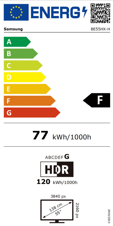 Samsung Business TV BEHX-H 55 Zoll energielabel