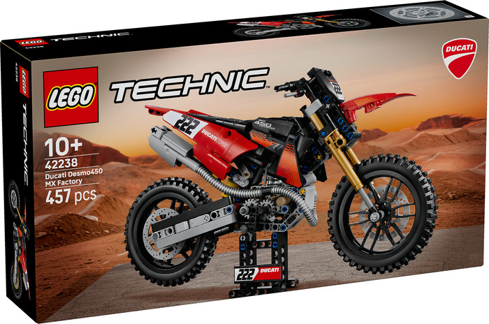 LEGO Technic Ducati Desmo450 MX Factory Motorrad 42238 verpackung
