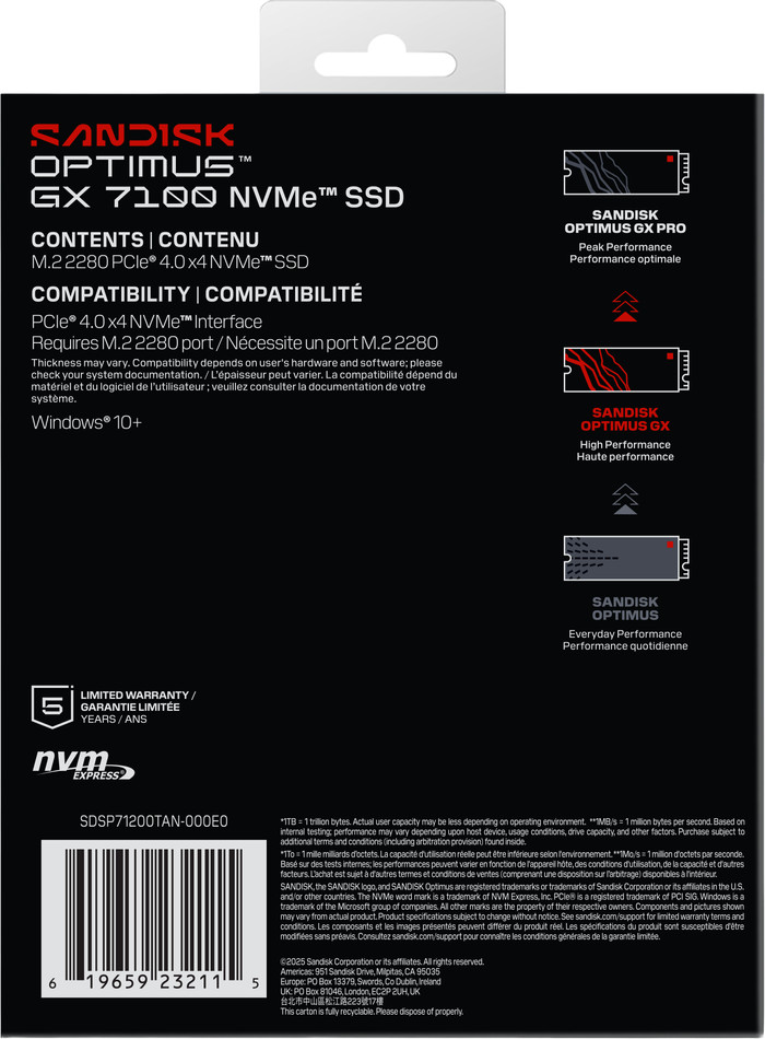 SANDISK Optimus GX 7100 2TB NVMe-SSD verpackung