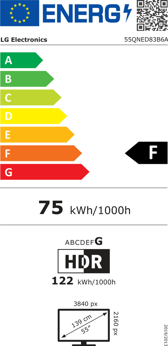 LG 55 Zoll QNED83 Mini-LED 4K (2026) energielabel