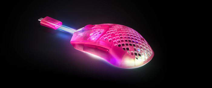 SteelSeries Aerox 3 Gen 2 Wireless Gaming Mouse Magenta product in use