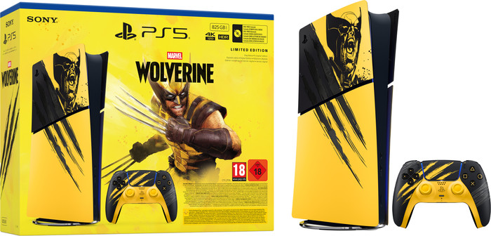 PlayStation 5 Slim Digital Edition + Wolverine Battle Yellow Limited Edition vorne