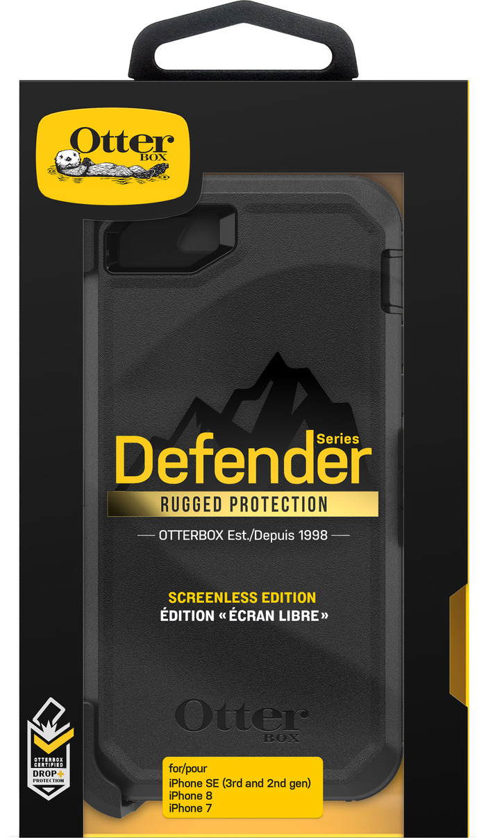 OtterBox Defender Apple iPhone SE 2022/SE 2020/8/7 Back Cover Black packaging
