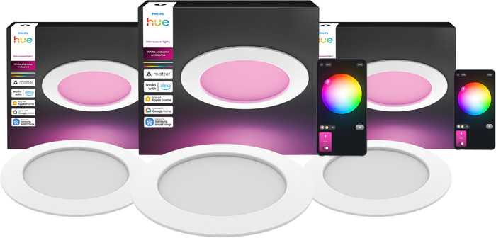 Philips Hue Recessed Spot Slim 3-Pack - White and Color - 170mm - White Main Image