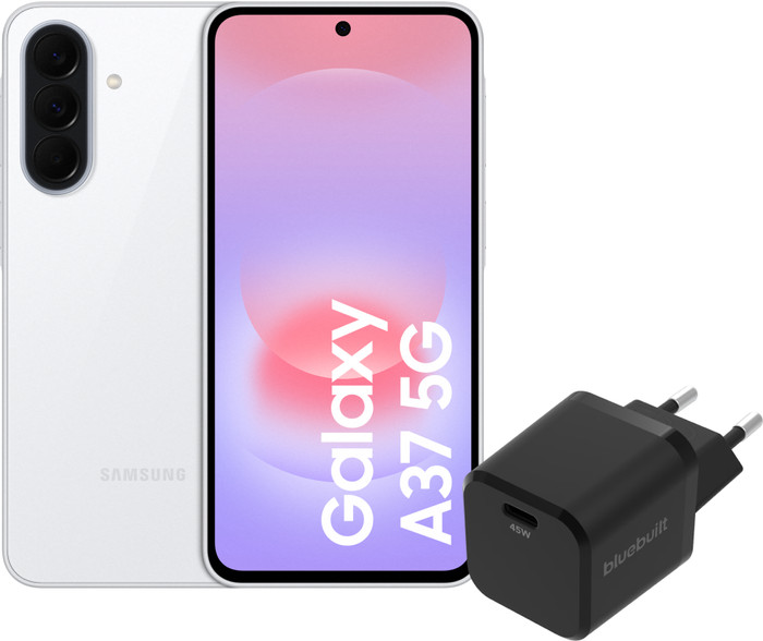 Samsung Galaxy A37 128GB White 5G + BlueBuilt Charger with USB-C Port 45W Black Main Image