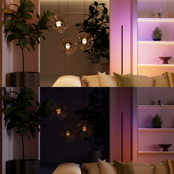 Philips Hue Kabelgebundenes Wandschaltermodul für nicht smarte, dimmbare Lampen produkt in gebrauch