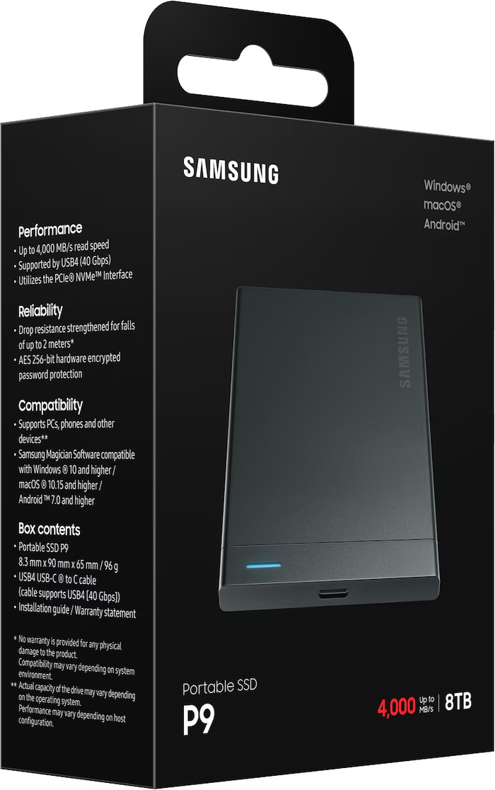 Samsung P9 Portable SSD 8 TB verpackung
