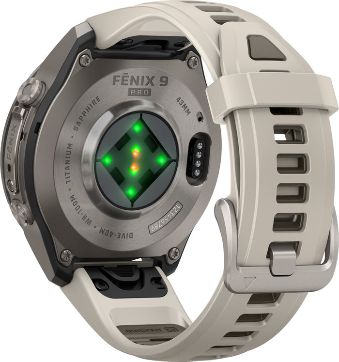 Garmin Fenix 9 Pro Titan 43 mm rückseite