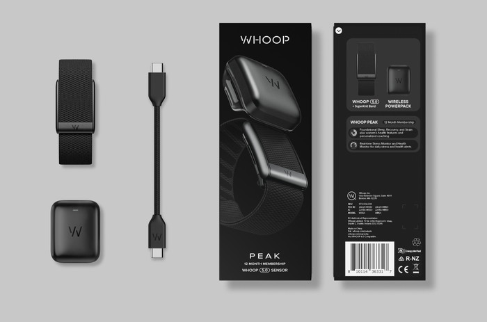 WHOOP 5.0 Peak Schwarz verpackung