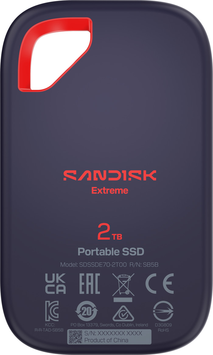 SANDISK Extreme Portable SSD V3 2TB rückseite