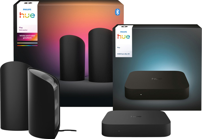 Philips Hue Play Wallwasher Schwarz Doppelpack + HDMI Sync Box 4K Main Image