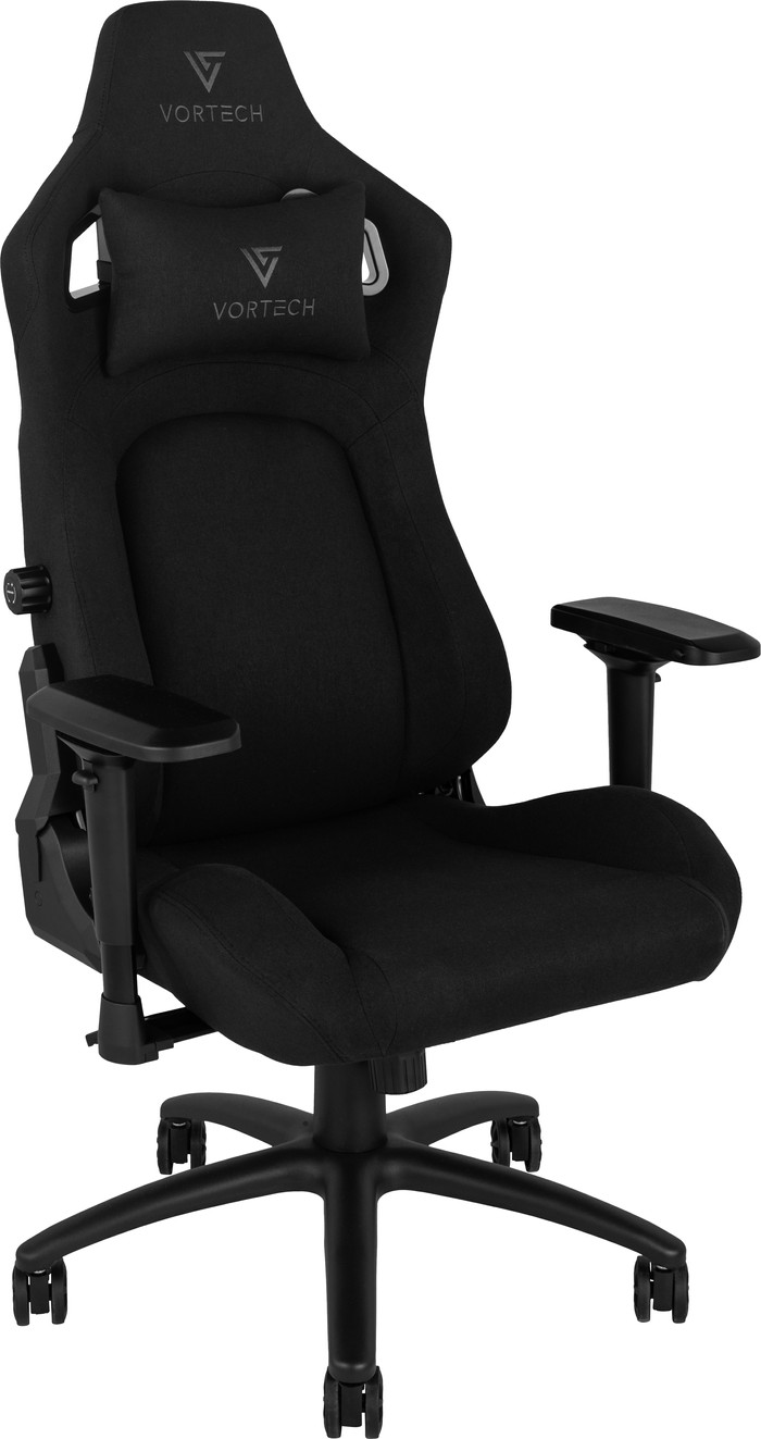 Vortech Pro Gaming-Stuhl Schwarz + Bodenschutzmatte linke seite