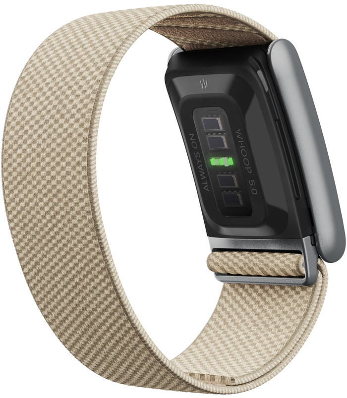 WHOOP 5.0 SuperKnit Band Beige produkt in gebrauch