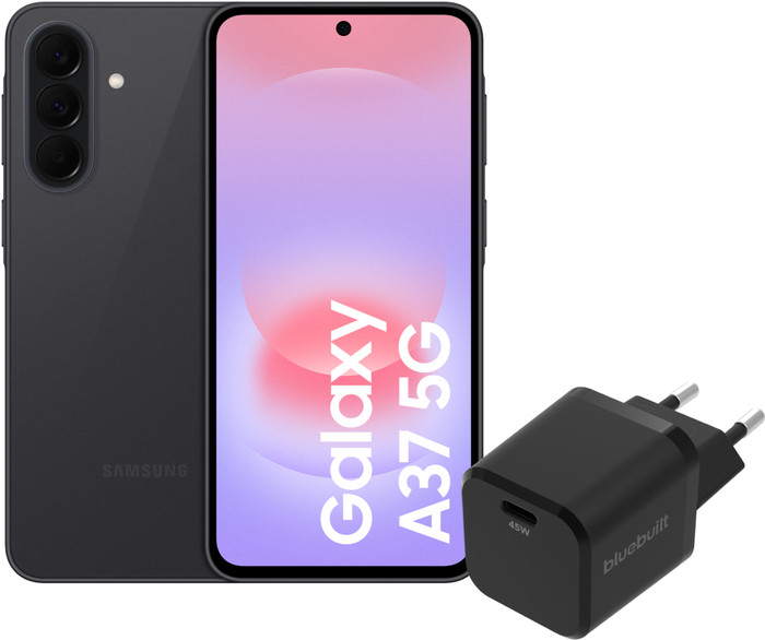 Samsung Galaxy A37 128GB Schwarz 5G + BlueBuilt Ladegerät mit USB-C-Anschluss 45 W Schwarz Main Image