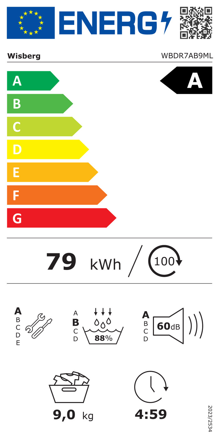 Wisberg WBDR7AB9ML CompleteCare energielabel
