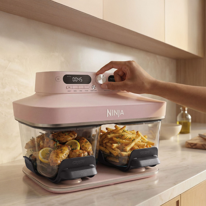 Ninja Crispi Dualzone Rose Quartz product in use